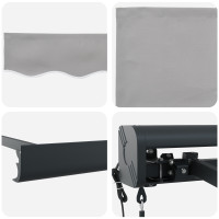 Produktbild för Utdragbar markis Ljusgrå 300 x 250 x 165 cm Tyg och Metall
