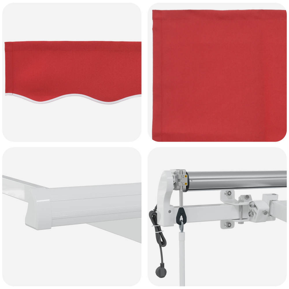 Produktbild för Utdragbar markis Röd 300 x 250 cm Duk och Aluminium
