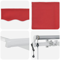 Produktbild för Utdragbar markis Röd 300 x 250 cm Duk och Aluminium