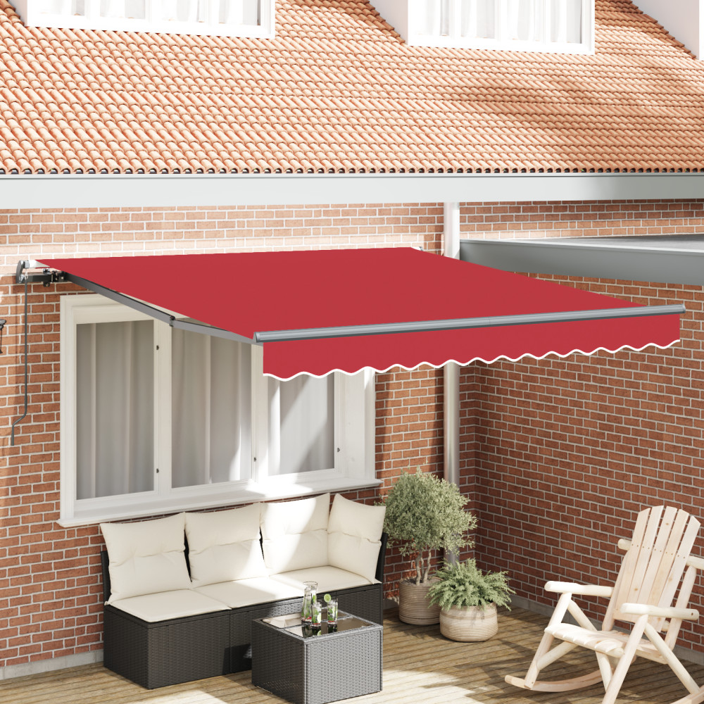 Produktbild för Utdragbar markis Röd 300 x 250 cm Polyester och aluminium