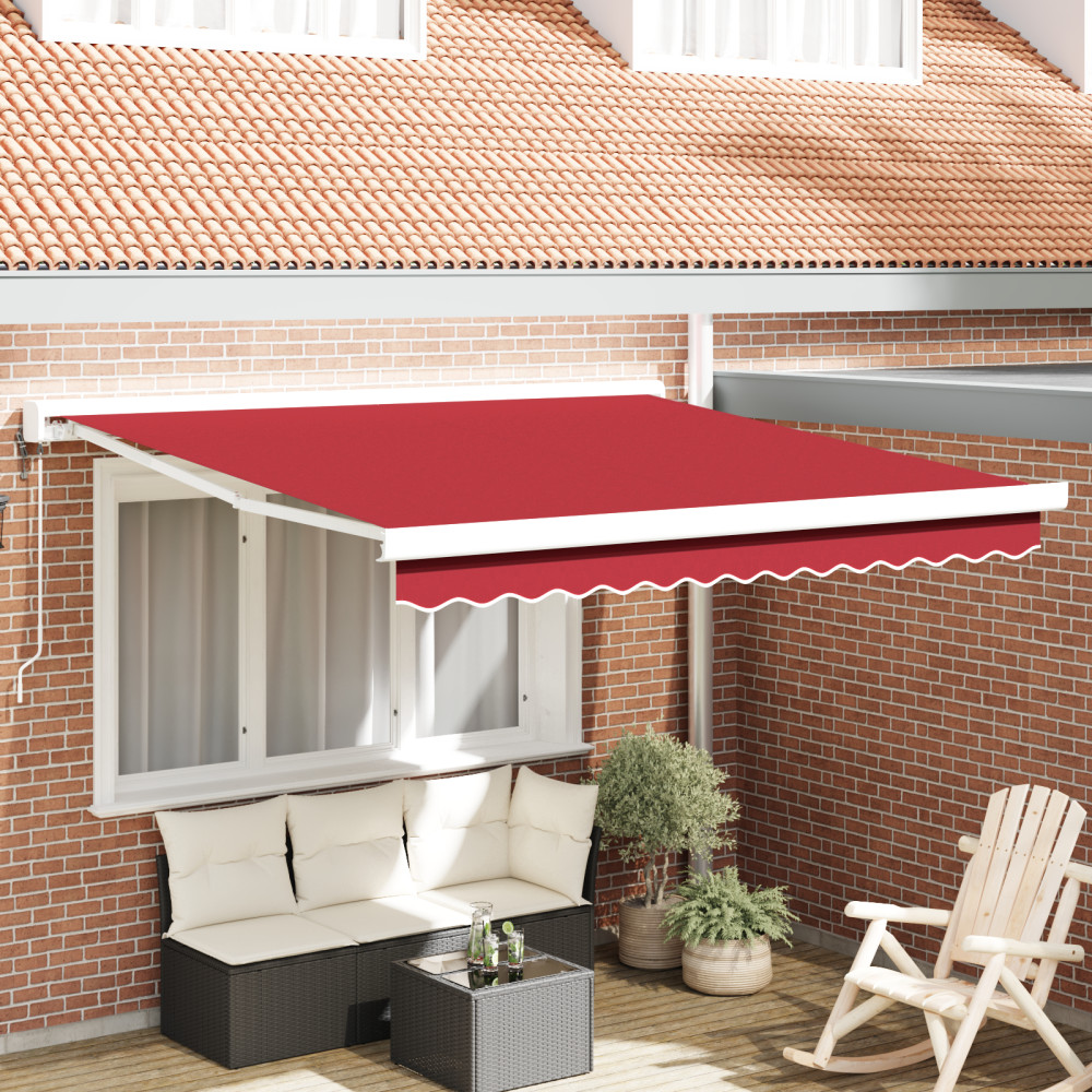 Produktbild för Utdragbar markis Röd 300 x 250 cm Tyg och Metall