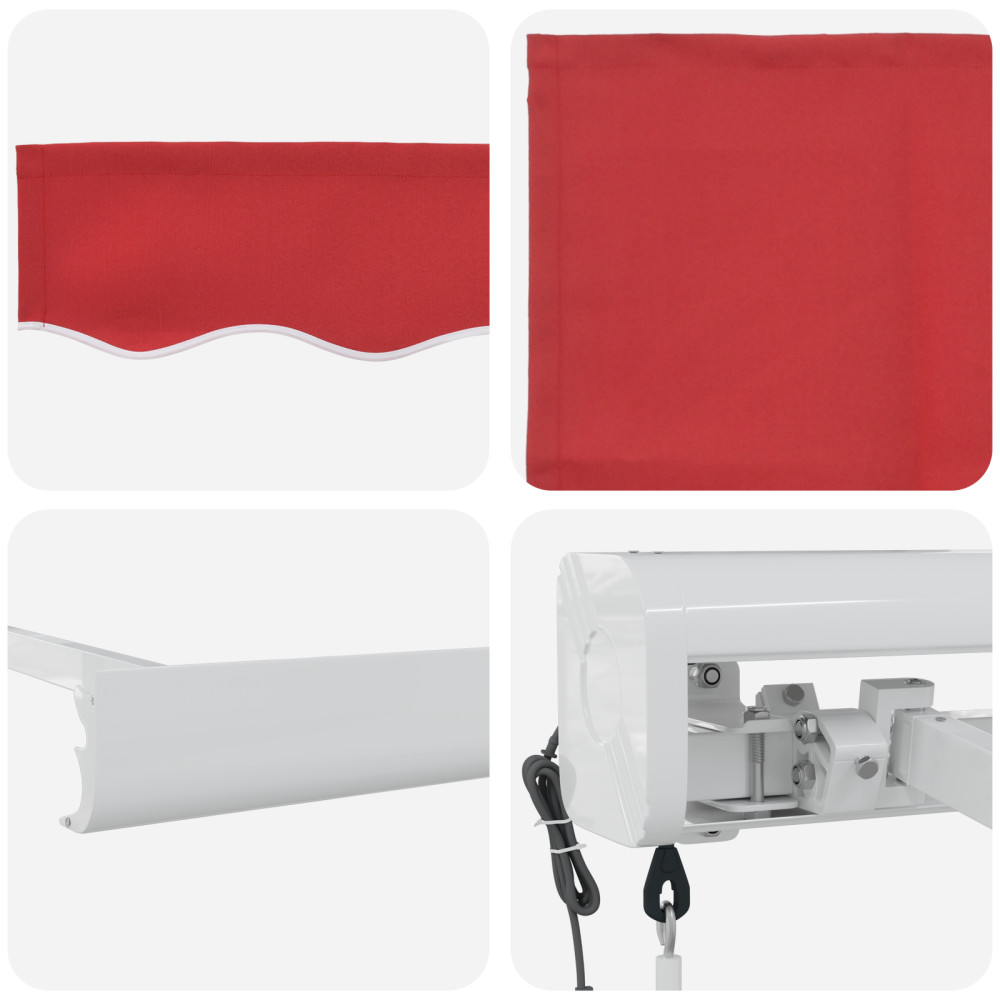 Produktbild för Utdragbar markis Röd 300 x 250 cm Tyg och Metall