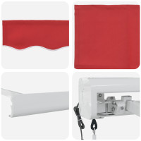Produktbild för Utdragbar markis Röd 300 x 250 cm Tyg och Metall