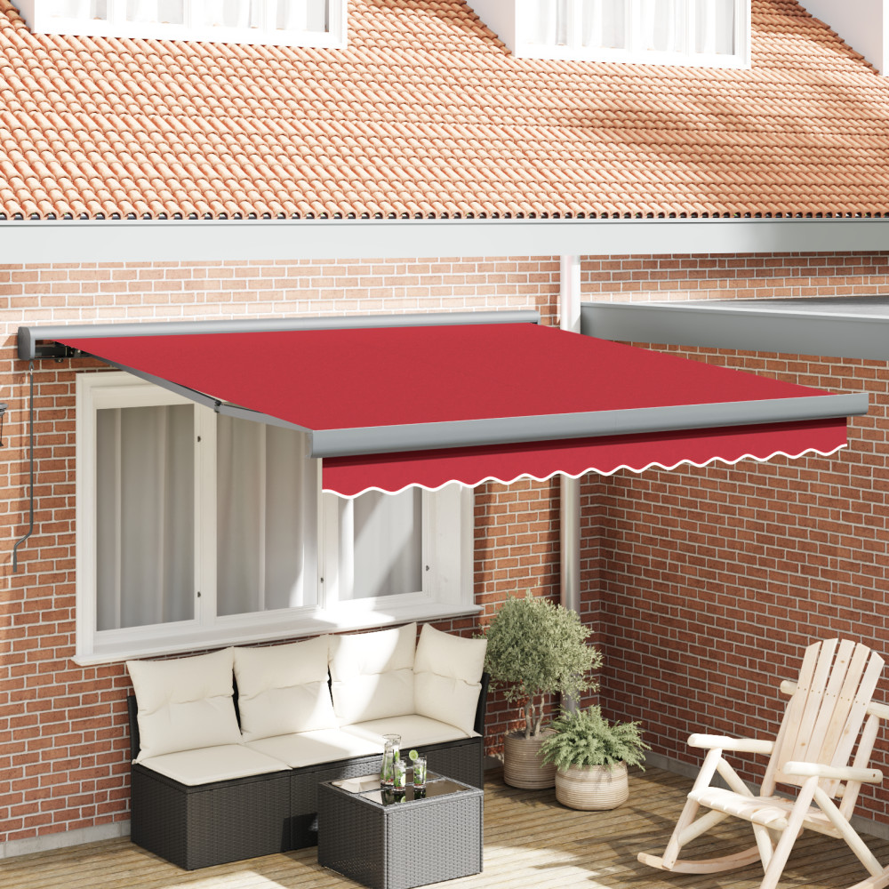 Produktbild för Utdragbar markis Röd 300 x 250 cm Canvas och Aluminium