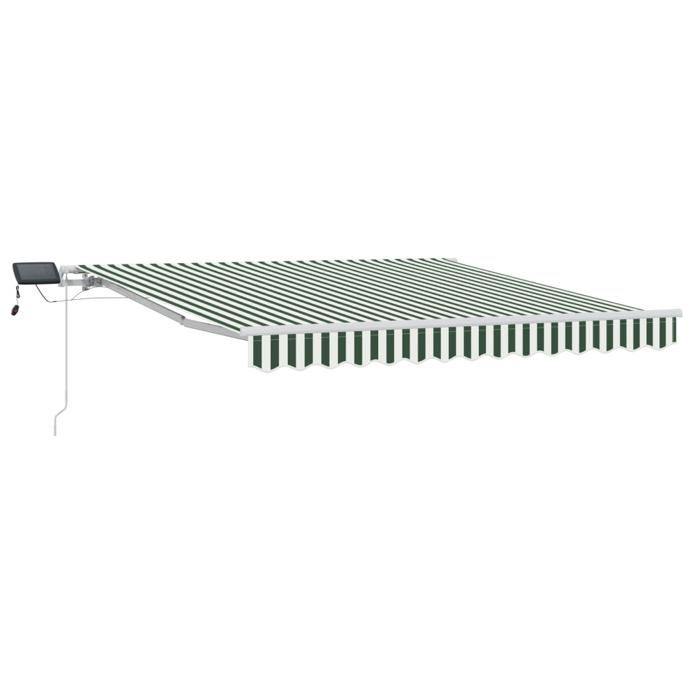 Produktbild för Utdragbar markis Grön och Vit 300 x 250 cm Duk och Aluminium