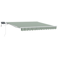 Produktbild för Utdragbar markis Grön och Vit 300 x 250 cm Duk och Aluminium