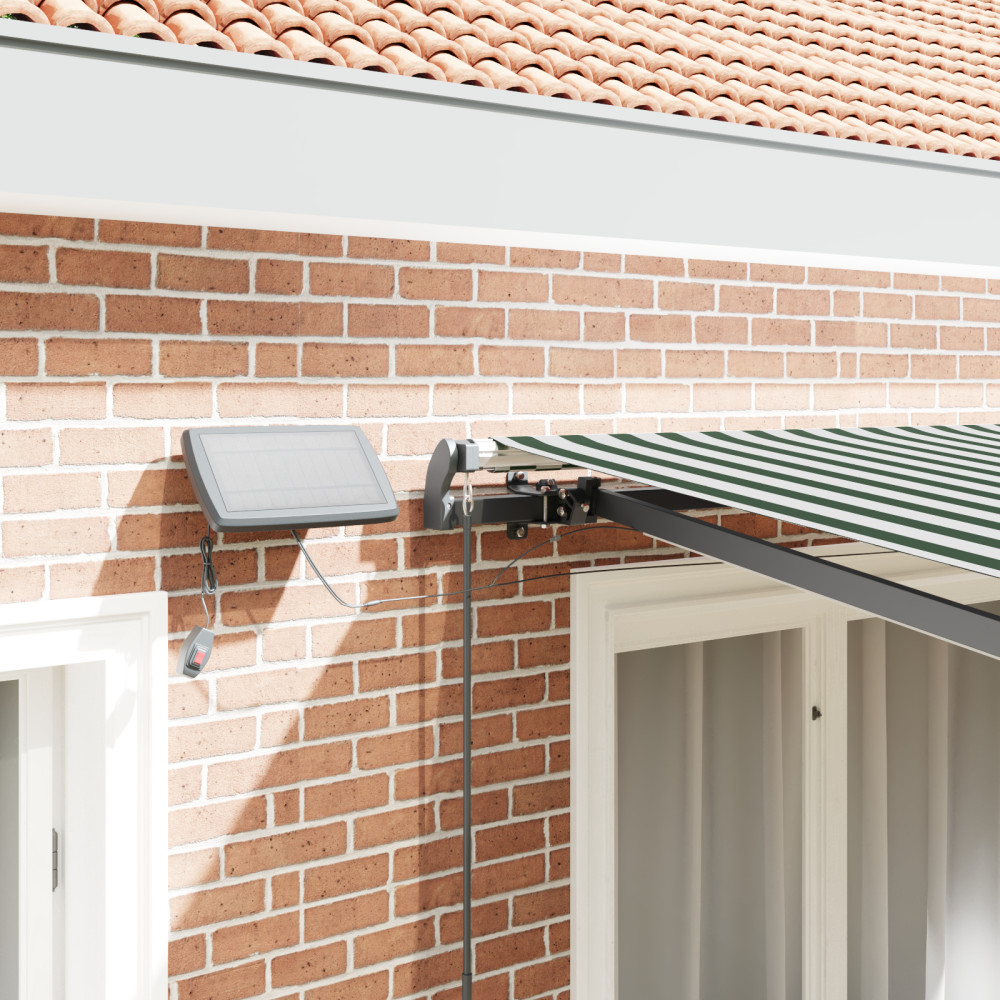 Produktbild för Utdragbar markis Grön och Vit 300 x 250 cm Duk och Aluminium