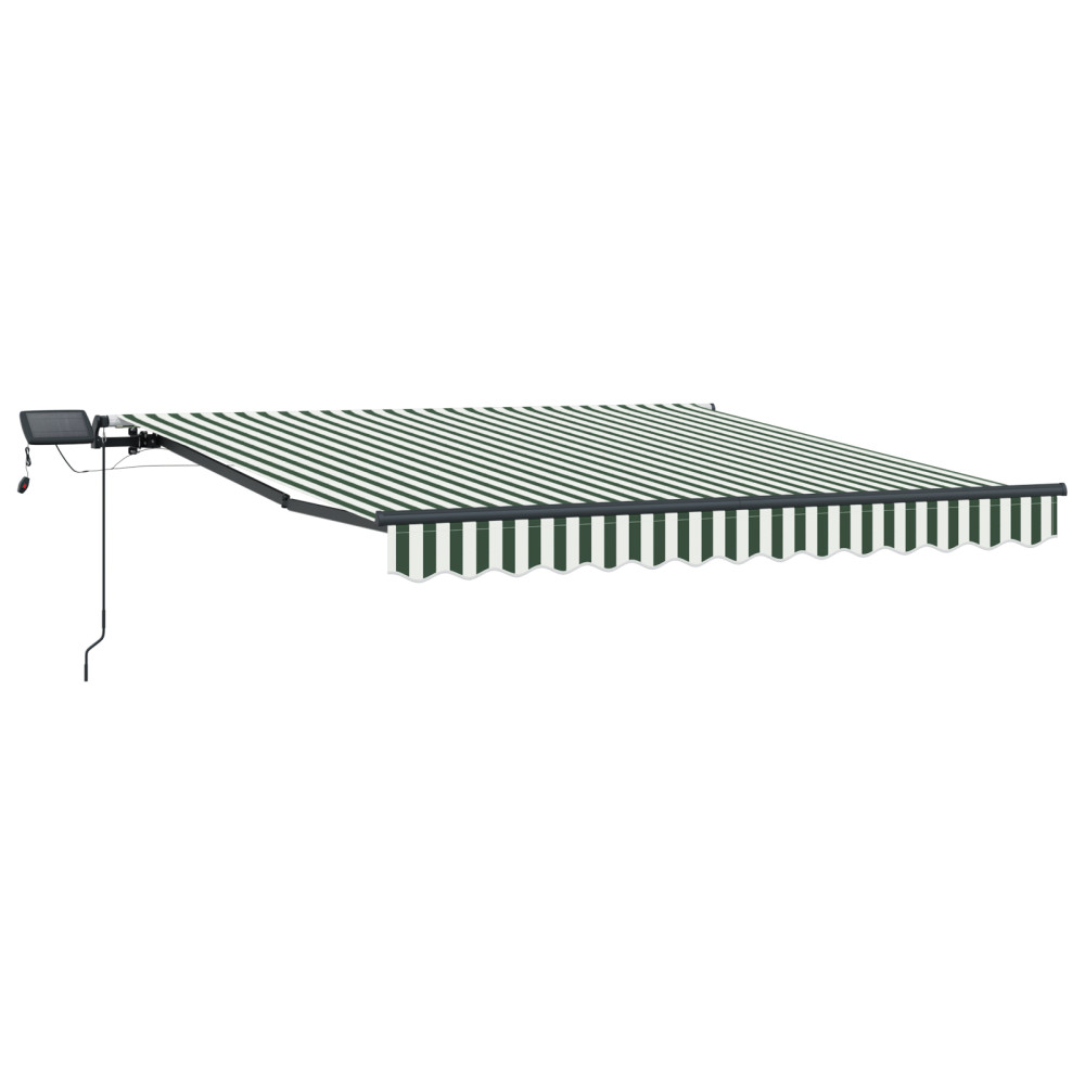 Produktbild för Utdragbar markis Grön och Vit 300 x 250 cm Duk och Aluminium