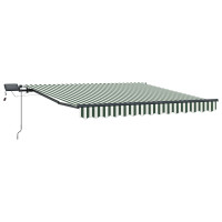 Produktbild för Utdragbar markis Grön och Vit 300 x 250 cm Duk och Aluminium
