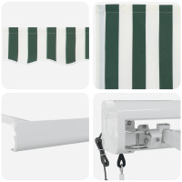 Produktbild för Utdragbar markis Grön och Vit 300 x 250 x 165 cm Tyg och Metall