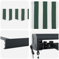 Produktbild för Utdragbar markis Grön och Vit 300 x 250 x 165 cm Tyg och Metall