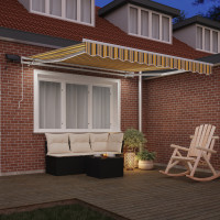 Produktbild för Utdragbar markis Flerfärgsdesign 350 x 250 cm Duk och Aluminium