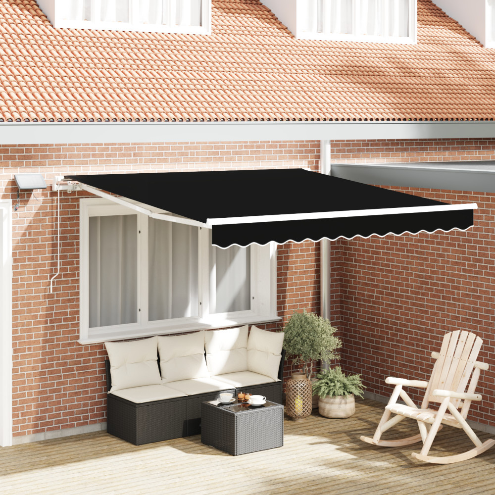 Produktbild för Utdragbar markis Svart 350 x 250 cm Duk och Aluminium