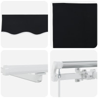 Produktbild för Utdragbar markis Svart 350 x 250 cm Duk och Aluminium