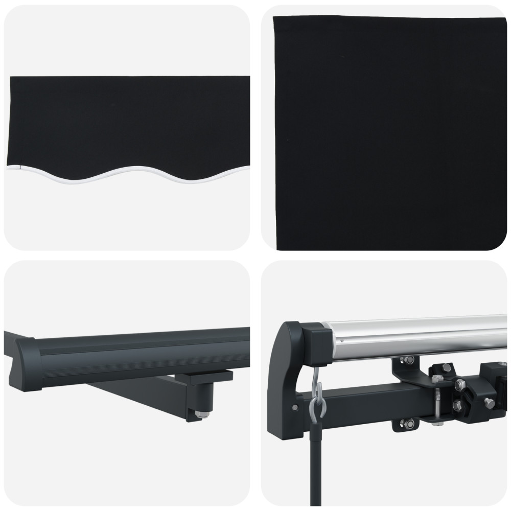 Produktbild för Utdragbar markis Svart 350 x 250 cm Polyester och aluminium