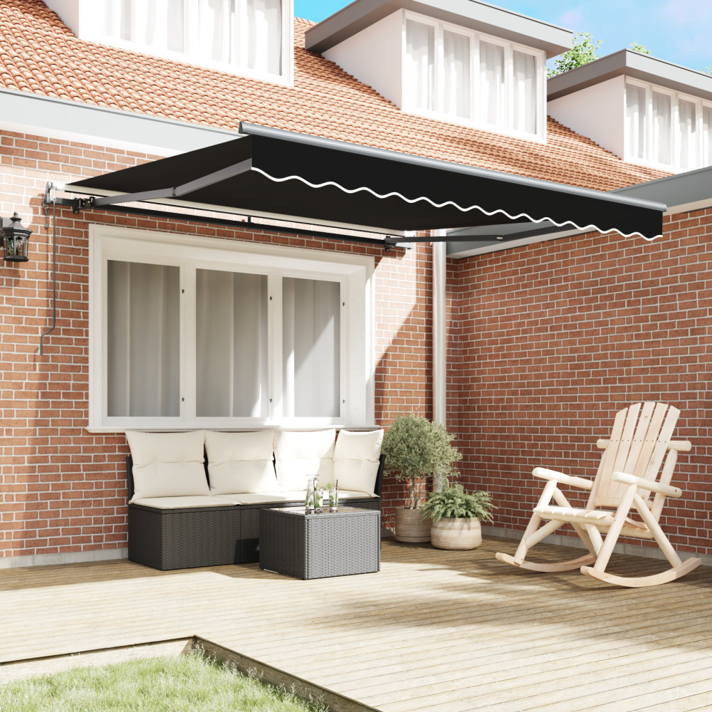 Produktbild för Utdragbar markis Svart 350 x 250 cm Duk och Aluminium