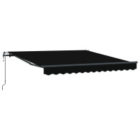 Produktbild för Utdragbar markis Svart 350 x 250 cm Duk och Aluminium