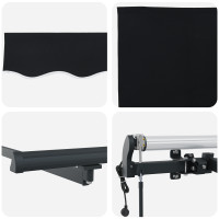 Produktbild för Utdragbar markis Svart 350 x 250 cm Duk och Aluminium