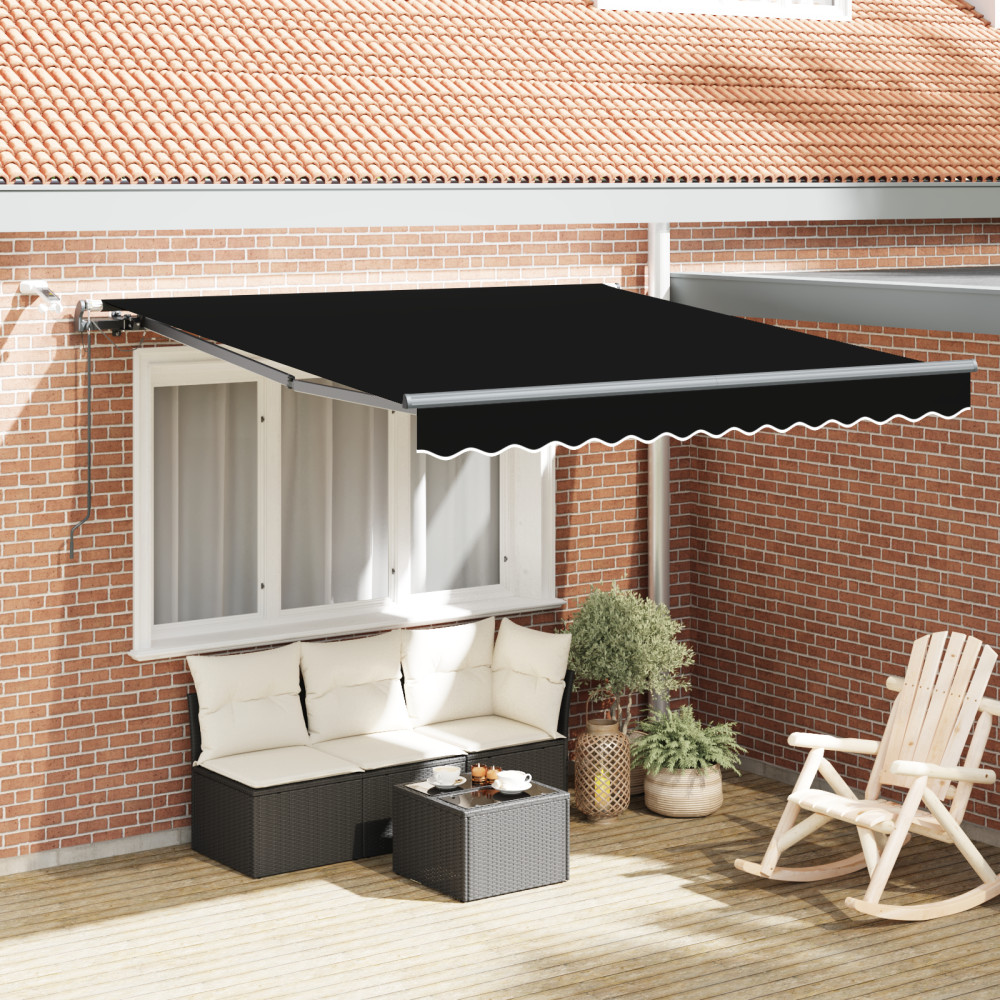 Produktbild för Utdragbar markis Svart 350 x 250 cm Polyester