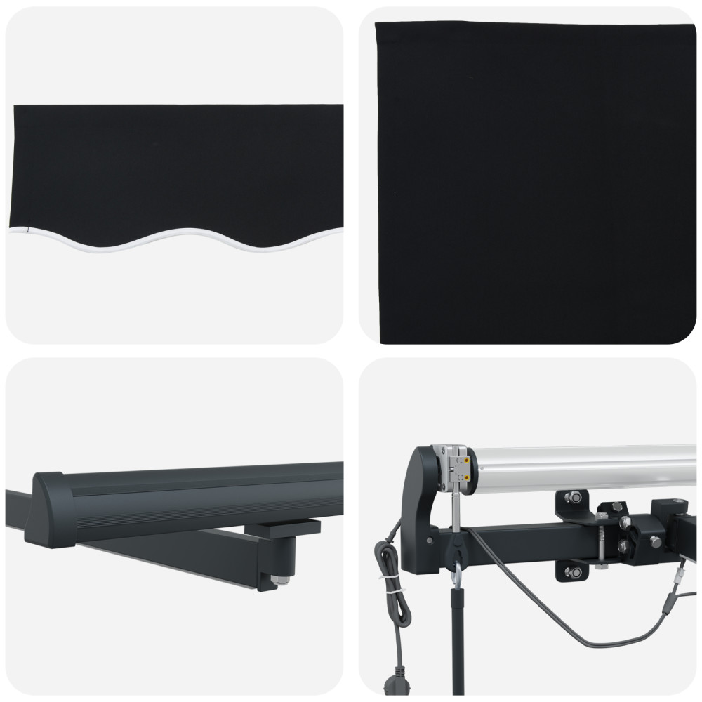 Produktbild för Utdragbar markis Svart 350 x 250 cm Polyester