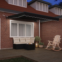 Produktbild för Utdragbar markis Svart 350 x 250 cm Polyester