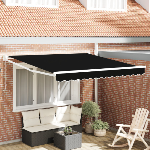 vidaXL Utdragbar markis Svart 350 x 250 cm Polyester och aluminium