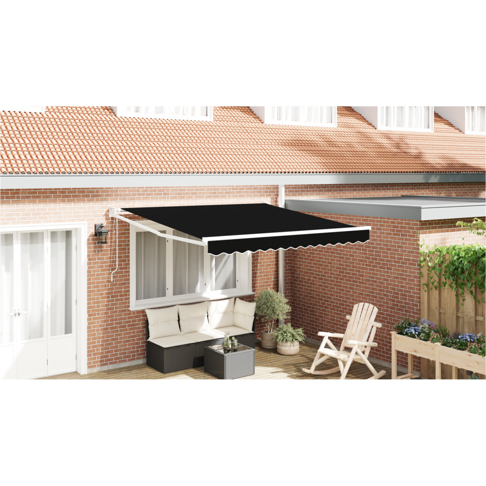 Produktbild för Markis Svart 350 x 250 cm Polyester och metall