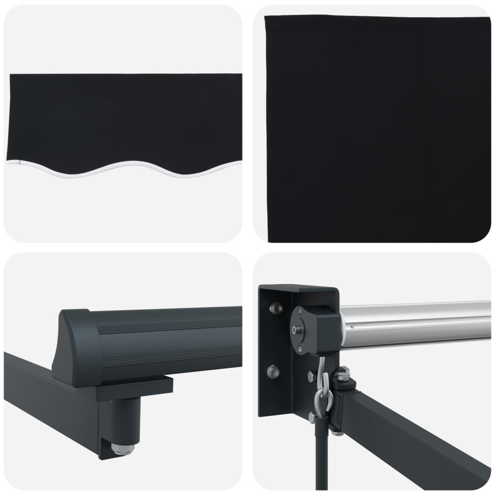 Produktbild för Utdragbar markis Svart 350 x 250 cm