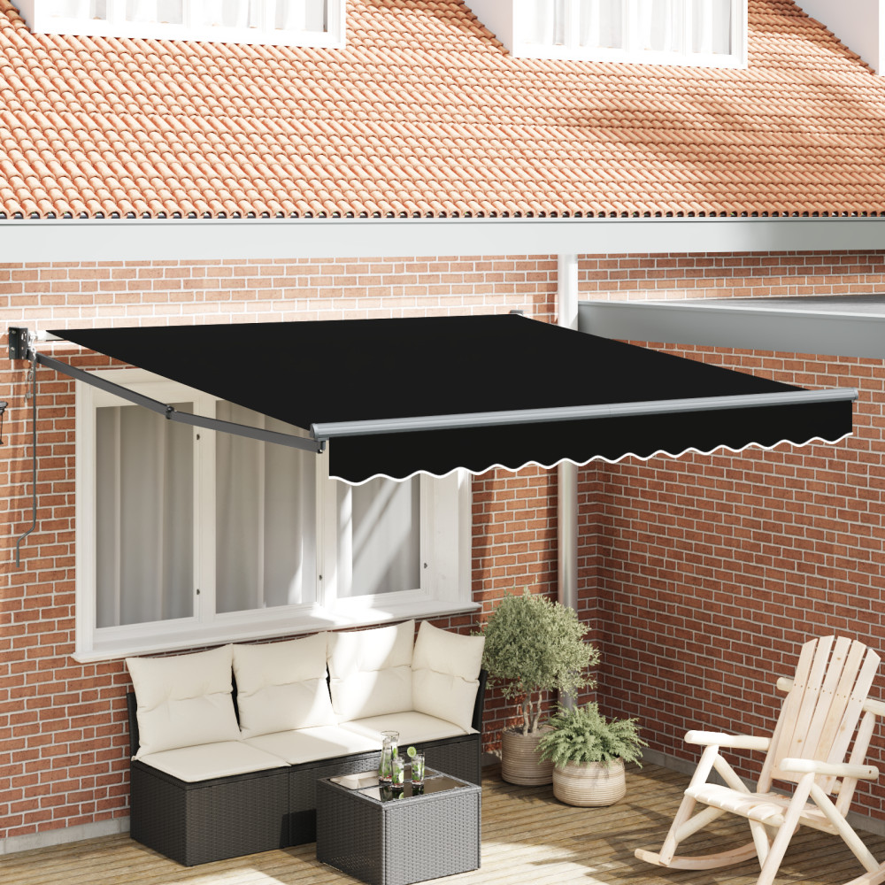 Produktbild för Markis Svart 350 x 250 cm Polyester och metall