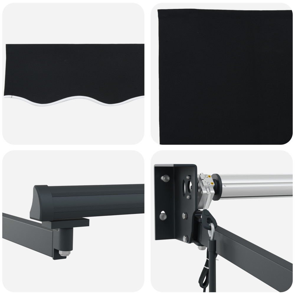 Produktbild för Markis Svart 350 x 250 cm Polyester och metall