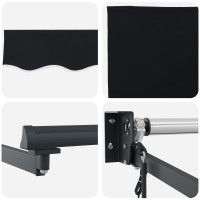 Produktbild för Markis Svart 350 x 250 cm Polyester och metall