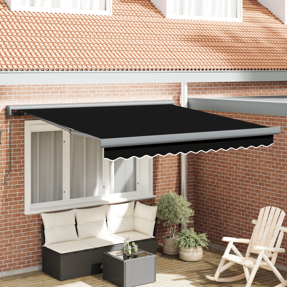 Produktbild för Utdragbar markis Svart 350 x 250 cm Canvas och Aluminium