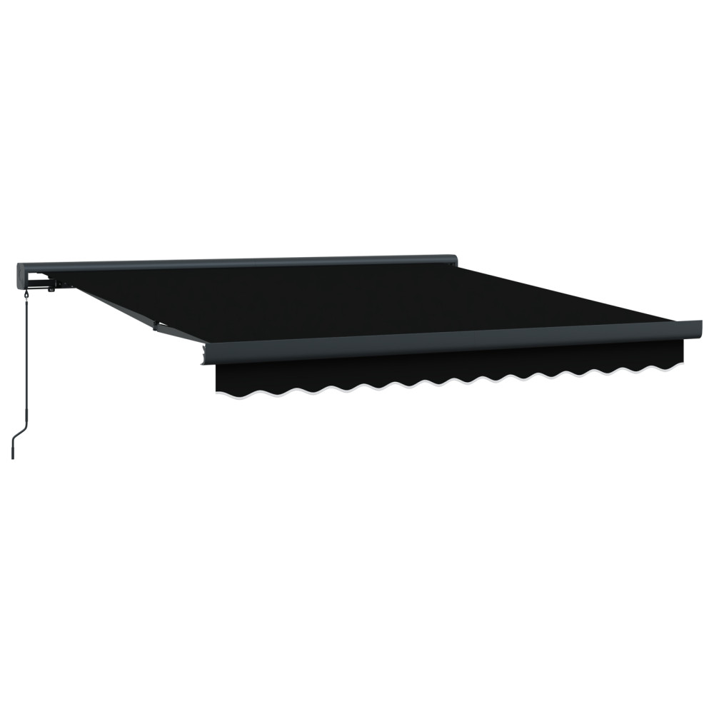 Produktbild för Utdragbar markis Svart 350 x 250 cm Canvas och Aluminium