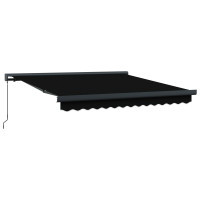 Produktbild för Utdragbar markis Svart 350 x 250 cm Canvas och Aluminium