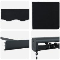 Produktbild för Utdragbar markis Svart 350 x 250 cm Canvas och Aluminium