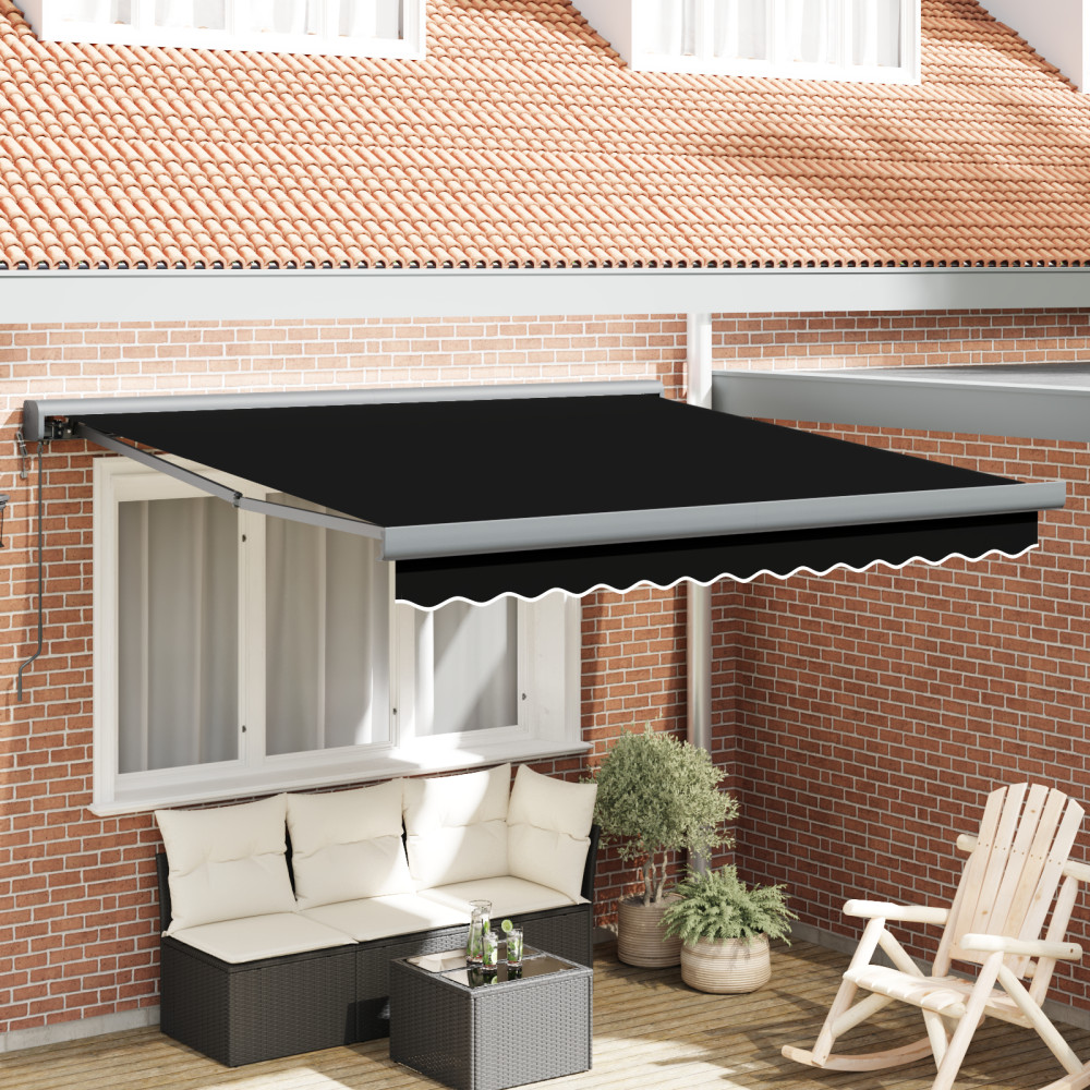 Produktbild för Utdragbar markis Svart 350 x 250 x 165 cm Tyg och Metall