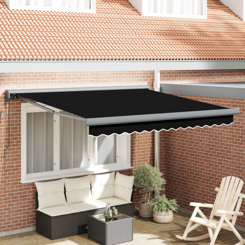 vidaXL Utdragbar markis Svart 350 x 250 x 165 cm Tyg och Metall