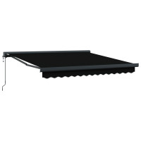 Produktbild för Utdragbar markis Svart 350 x 250 x 165 cm Tyg och Metall