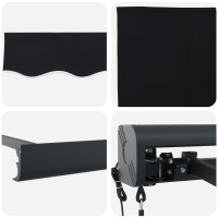 Produktbild för Utdragbar markis Svart 350 x 250 x 165 cm Tyg och Metall