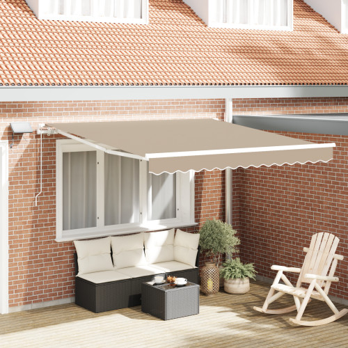 vidaXL Utdragbar markis Beige 350 x 250 cm Duk och Aluminium