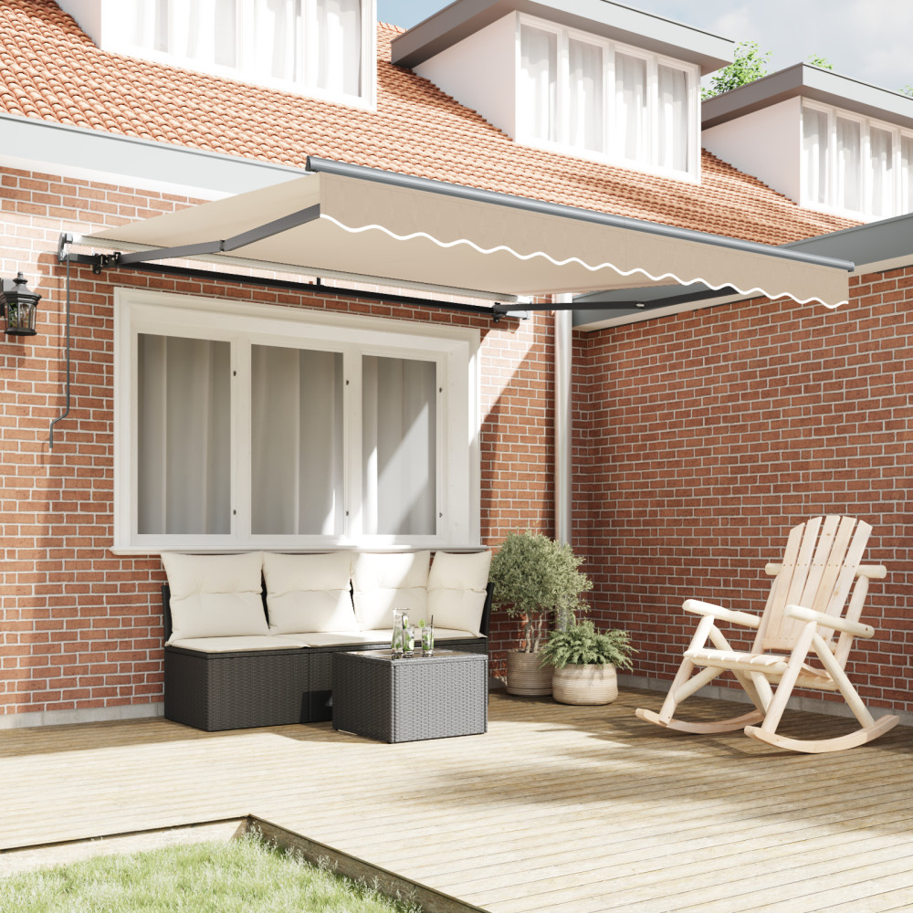 Produktbild för Utdragbar markis Beige 350 x 250 cm Polyester och aluminium