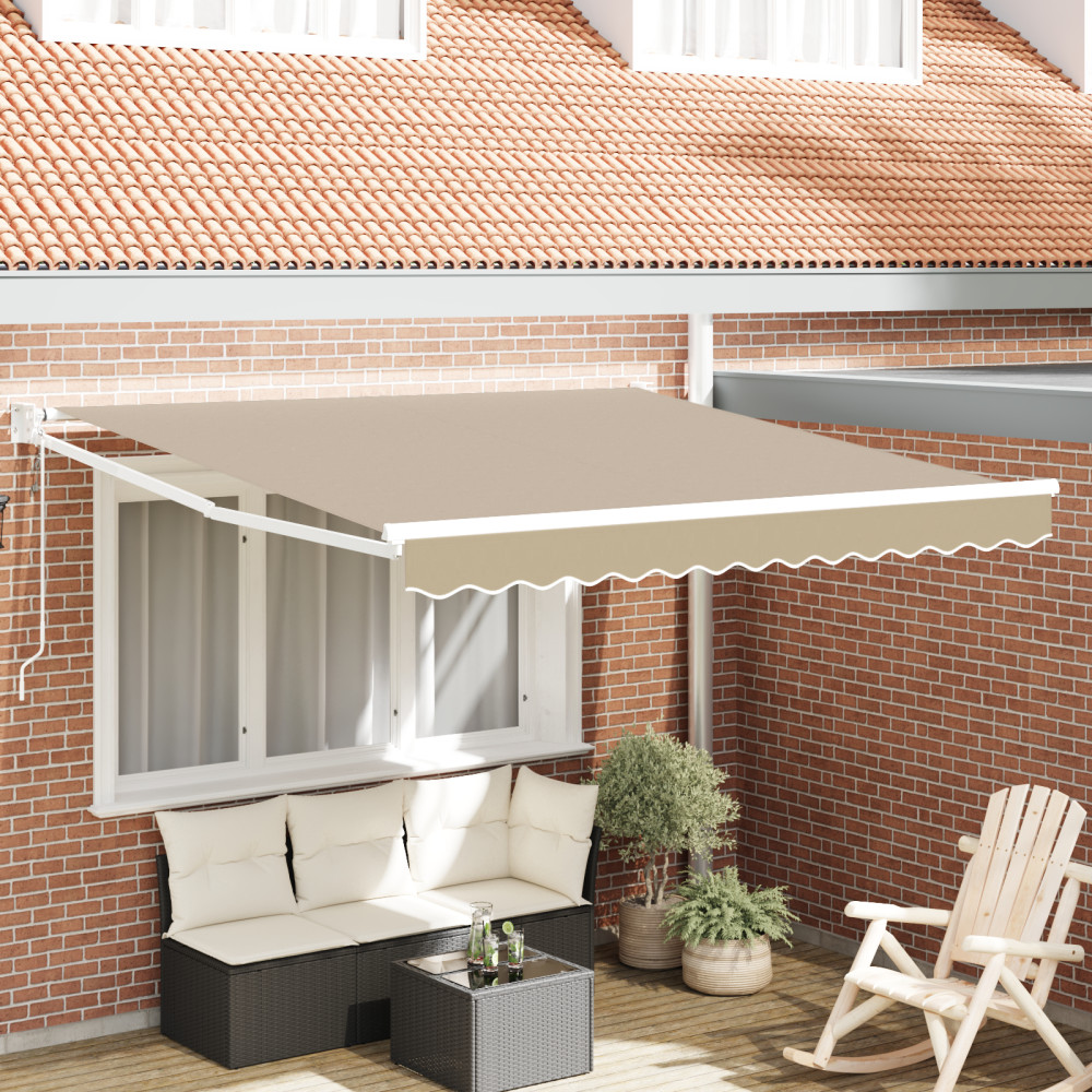 Produktbild för Utdragbar markis Beige 350 x 250 cm Polyester och metall