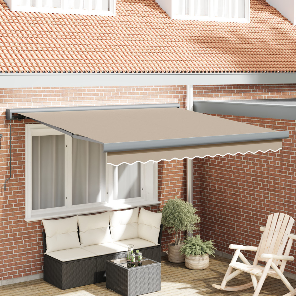 Produktbild för Utdragbar markis Beige 350 x 250 cm Canvas och Aluminium