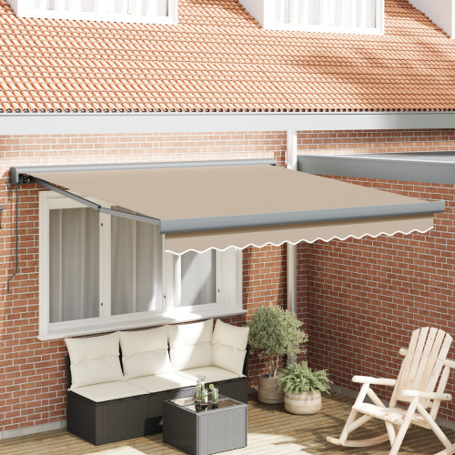 vidaXL Utdragbar markis Beige 350 x 250 cm Tyg och Metall