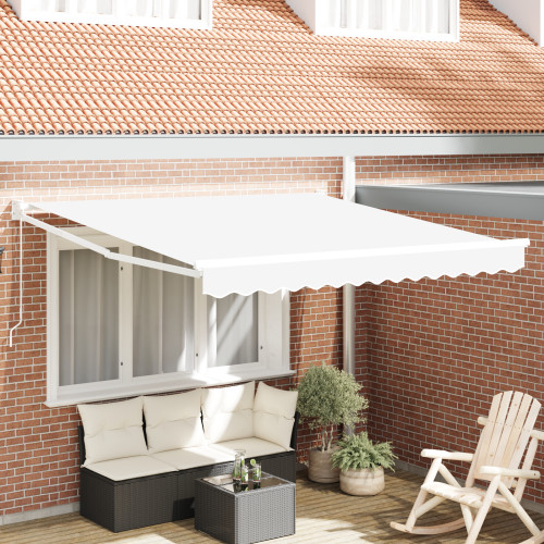 vidaXL Utdragbar markis Vit 350 x 250 cm 100% Polyester och Aluminium
