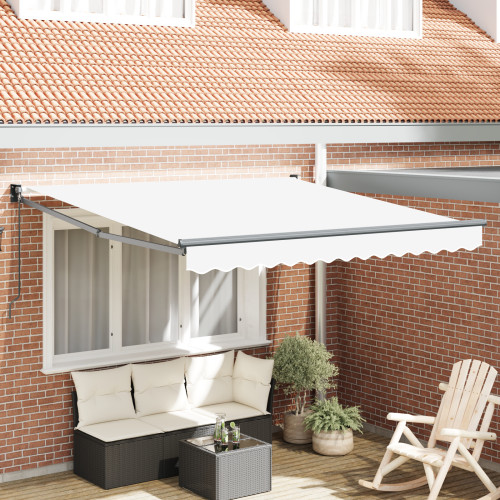 vidaXL Utdragbar markis Vit 350 x 250 cm 100% Polyester och Aluminium