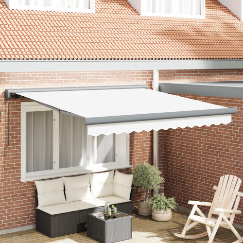 vidaXL Utdragbar markis Vit 350 x 250 cm Canvas och Aluminium