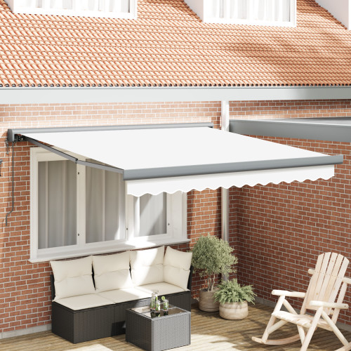 vidaXL Utdragbar markis Vit 350 x 250 x 165 cm Tyg och Metall