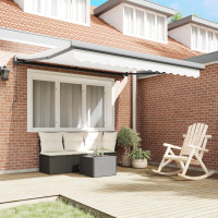 Produktbild för Utdragbar markis Vit 350 x 250 x 165 cm Tyg och Metall