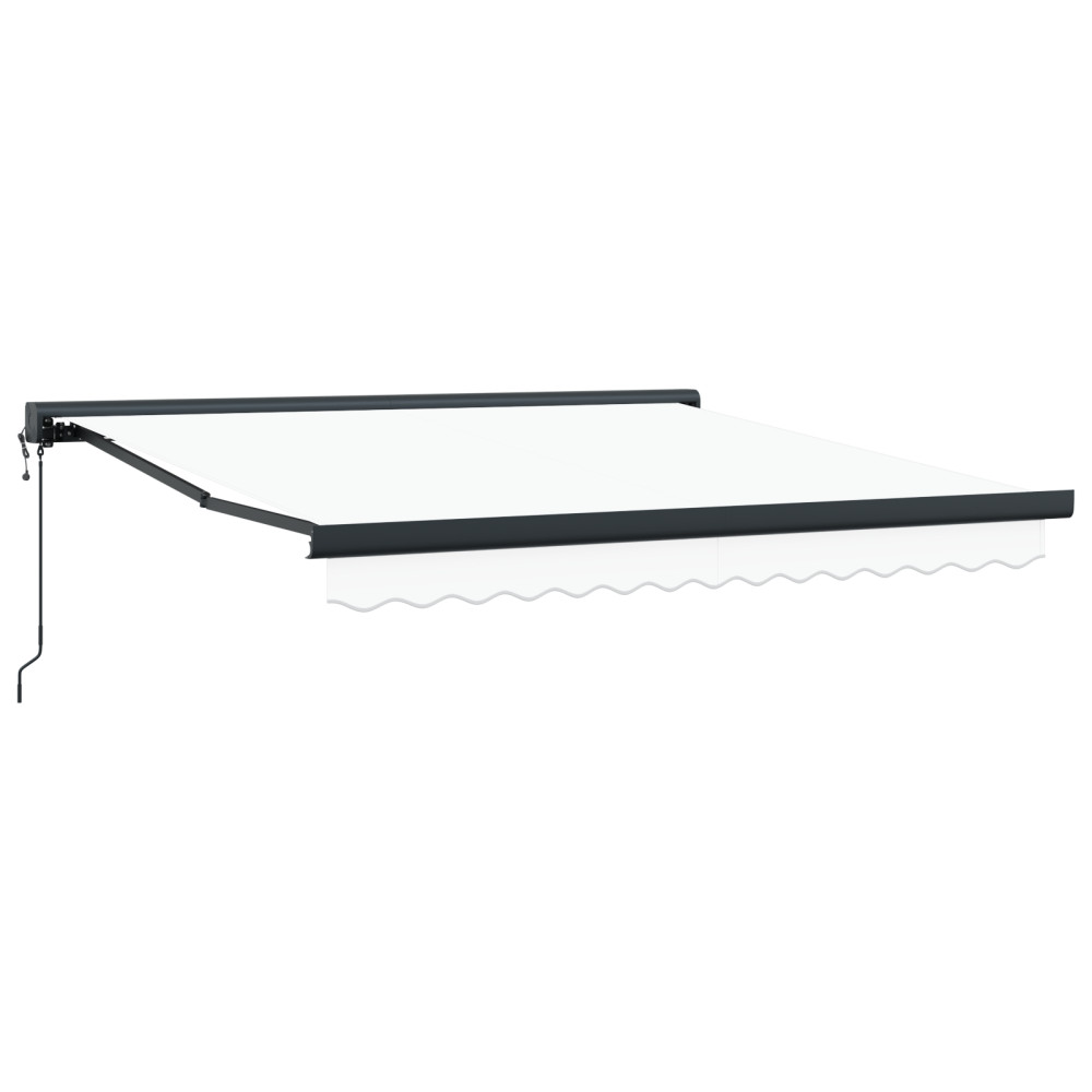 Produktbild för Utdragbar markis Vit 350 x 250 x 165 cm Tyg och Metall